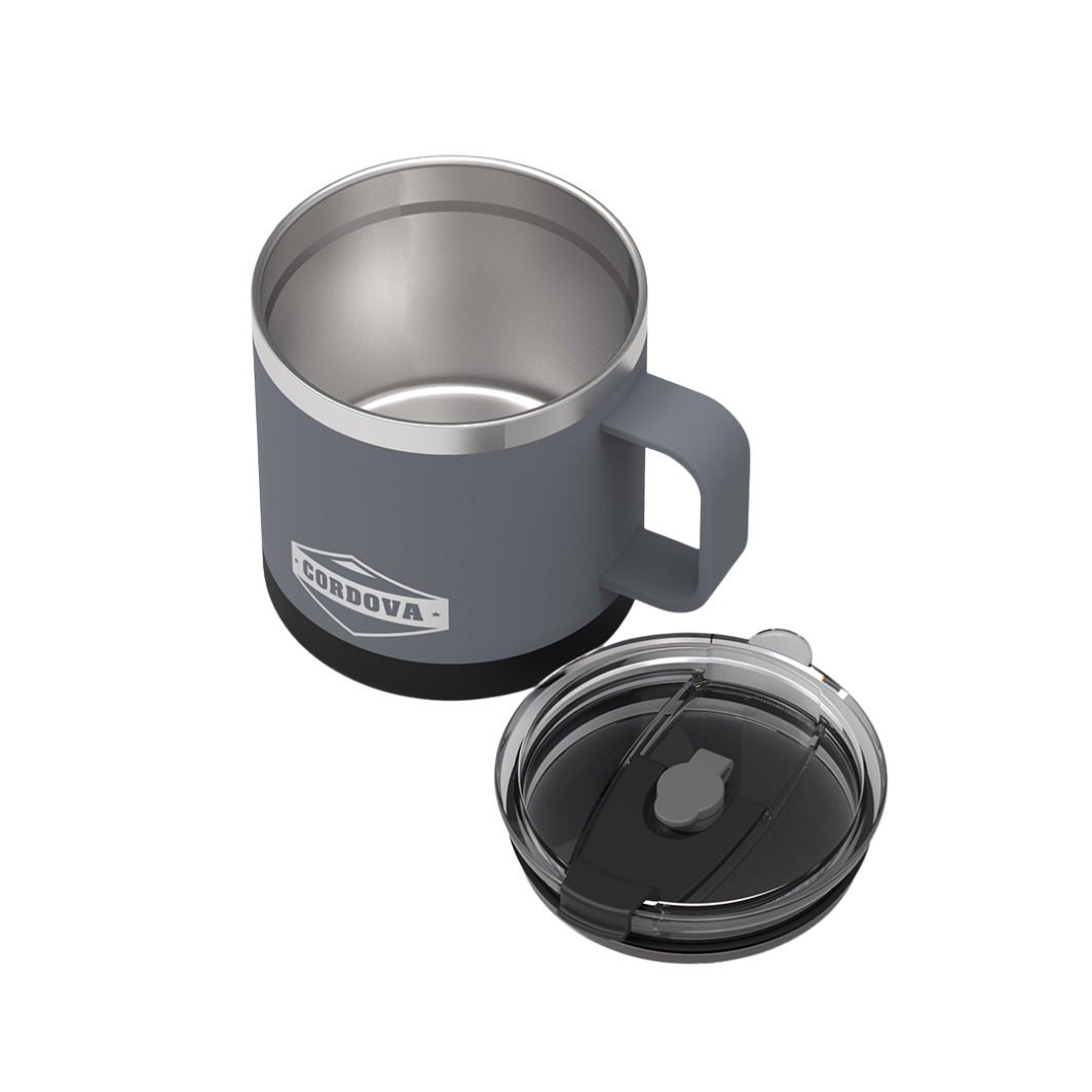 Scree Gray 14oz No-Spill 14 oz Stainless Steel Insulated Mug with lid removed