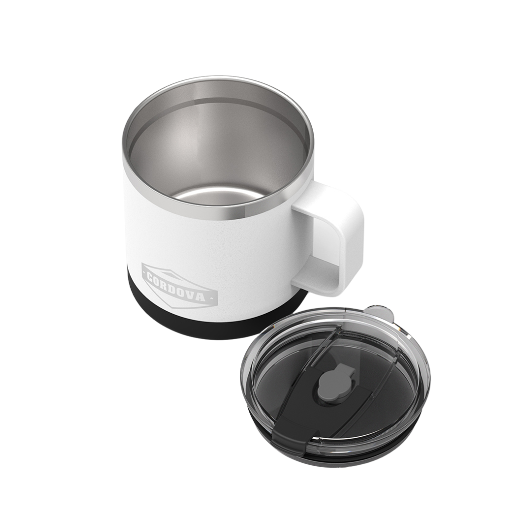 Snowcap White 14oz No-Spill 14 oz Stainless Steel Insulated Mug with lid removed