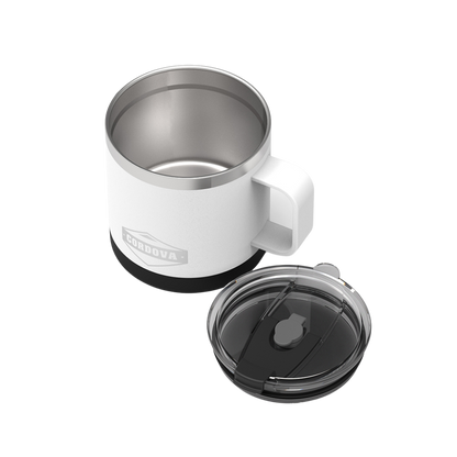 Snowcap White 14oz No-Spill 14 oz Stainless Steel Insulated Mug with lid removed