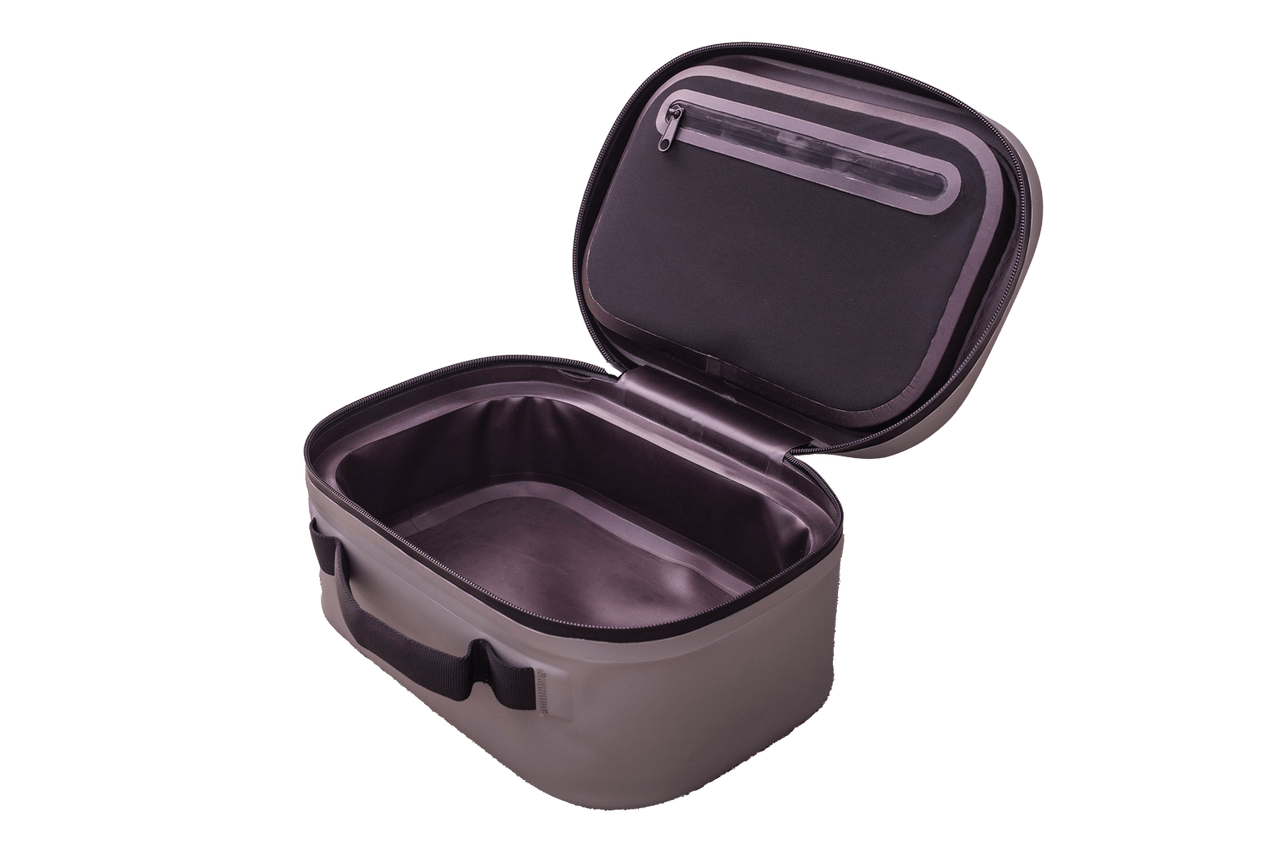 Looking inside a scree gray Cordova insulated cooler lunch bag [Scree]