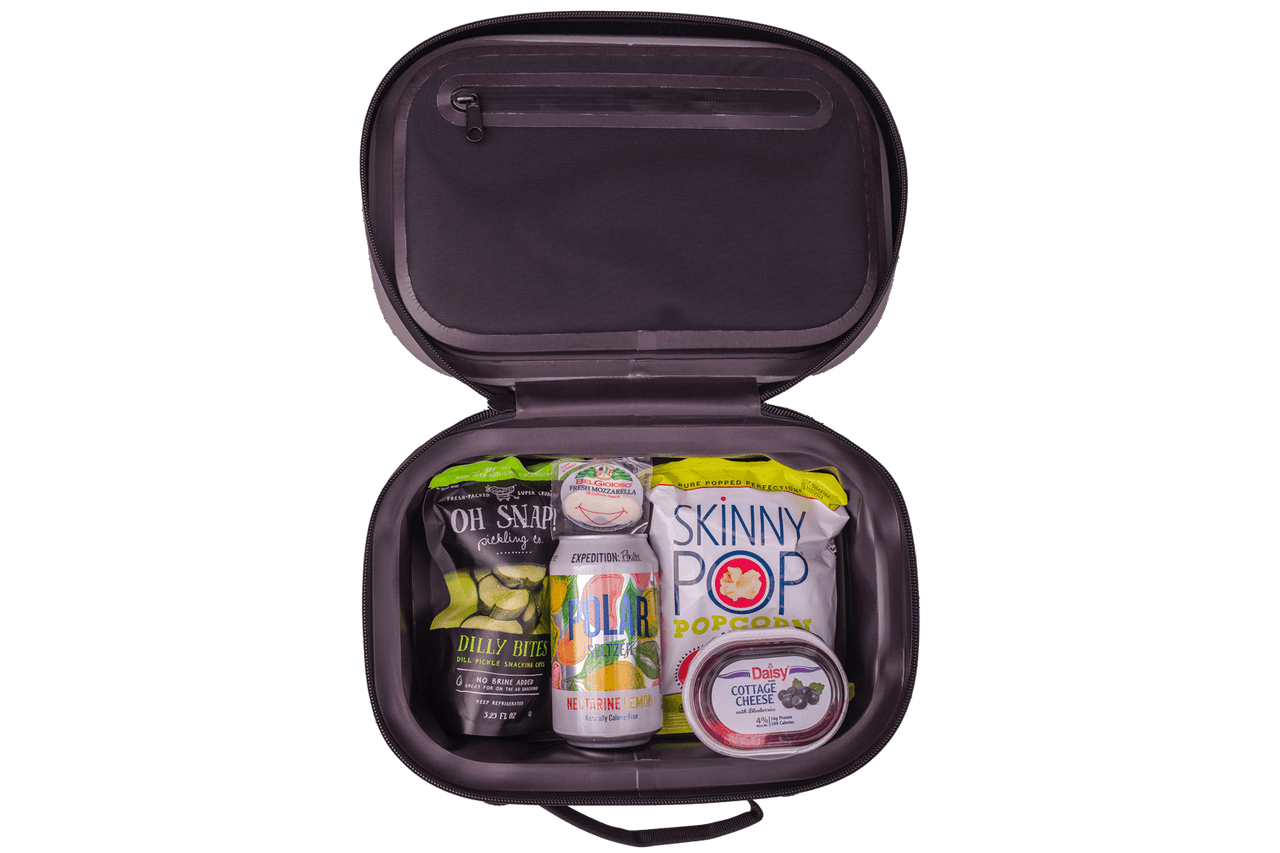 A lunch packed inside a scree gray Cordova insulated cooler lunch bag [Scree]