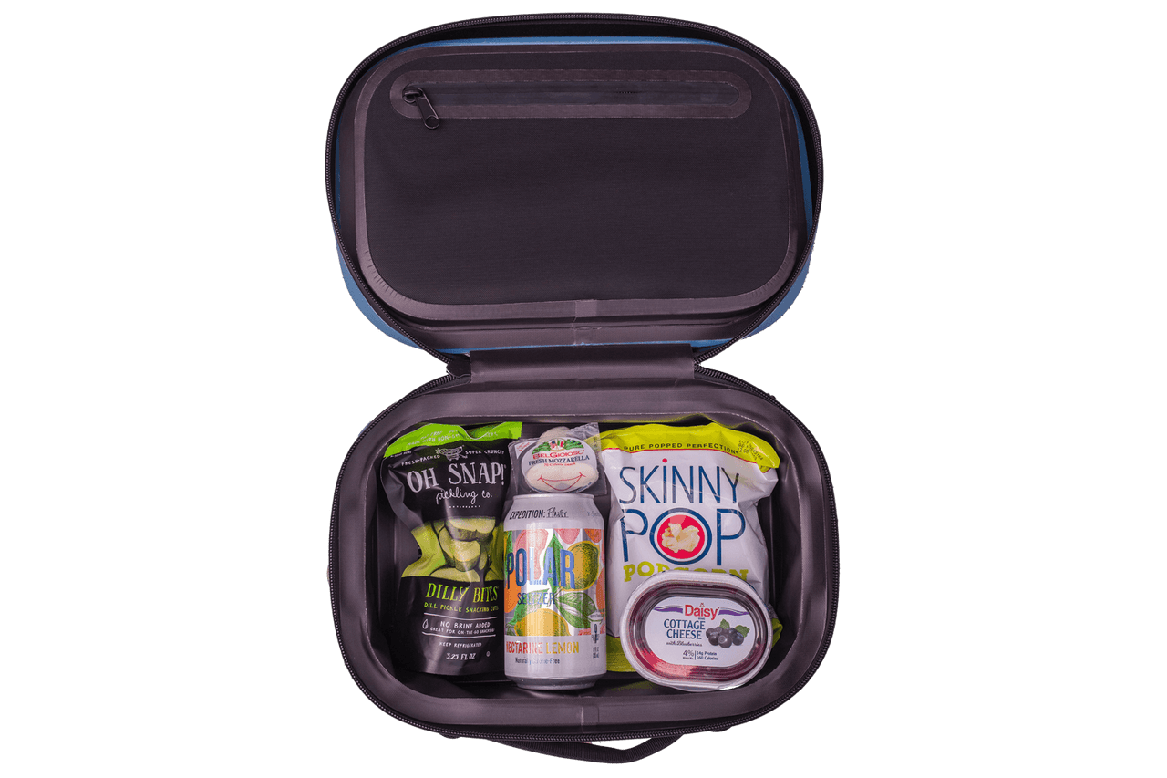 A lunch packed inside a yonder blue Cordova insulated cooler lunch bag [Scree]